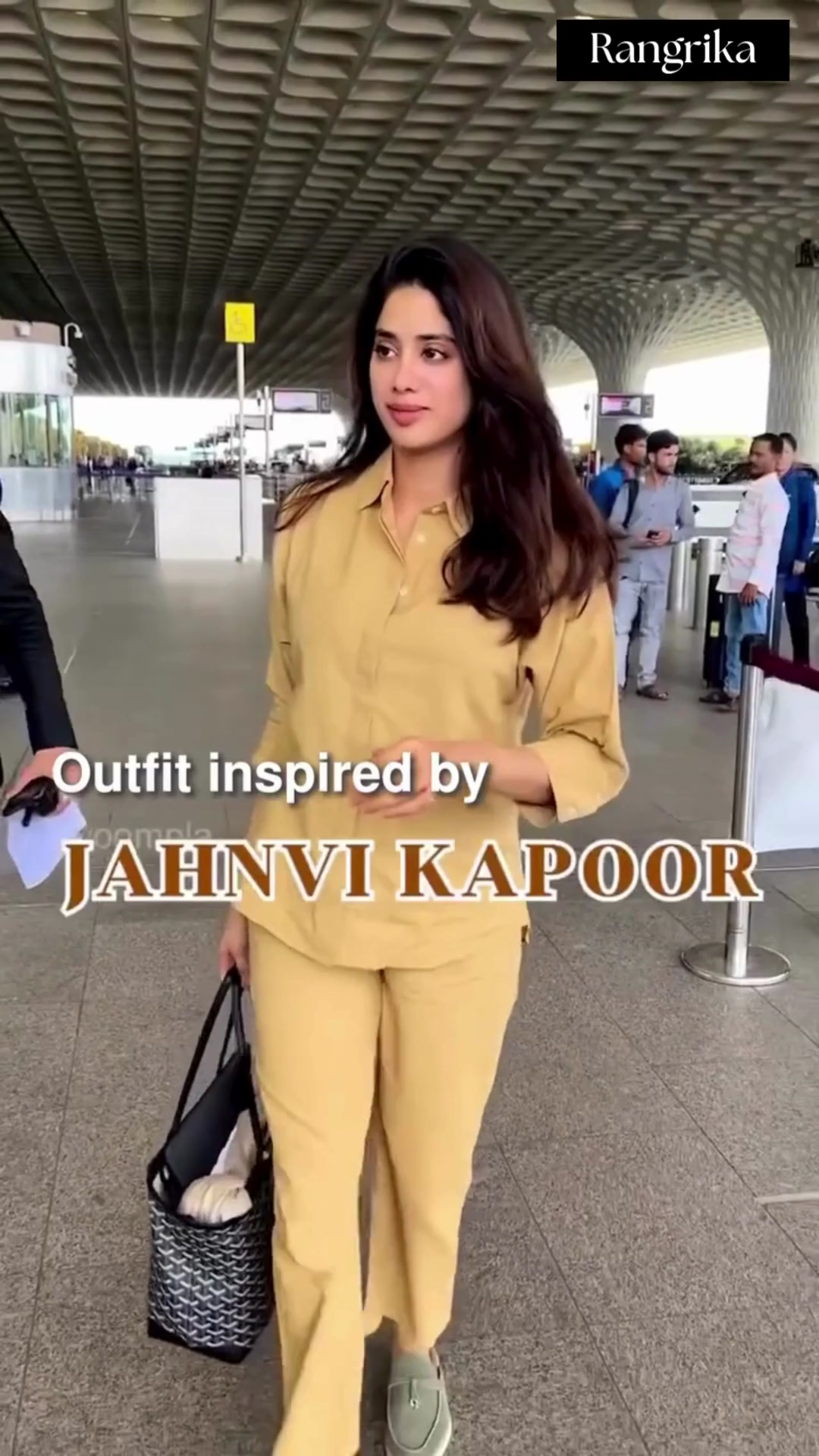 Janhvi Kapoor Beige Collar Pure Linen Coord Set