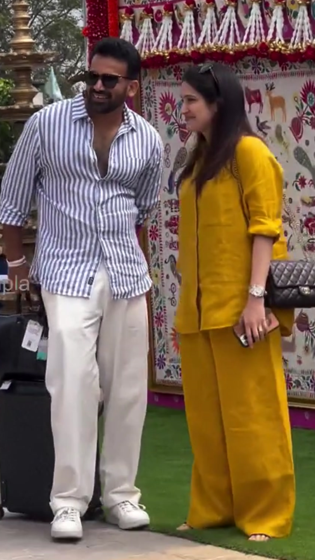 Sagarika Ghatge Mustard Collar Pure Linen Blend Coord Set